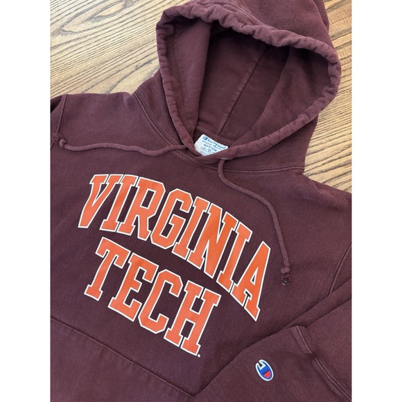 Champion Reverse Weave Virginia Tech Spell Out Hoodie Sweatshirt Size Medium - Picture 1 of 6